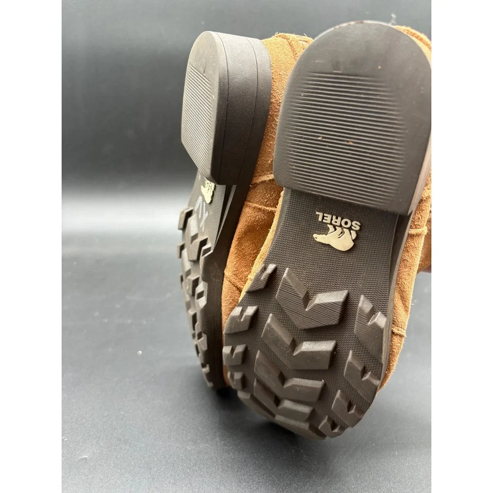 Sorel Girls Suede Waterproof Chelsea Boots Tan Brown Lug Sole Ankle‎ Booties Vtg